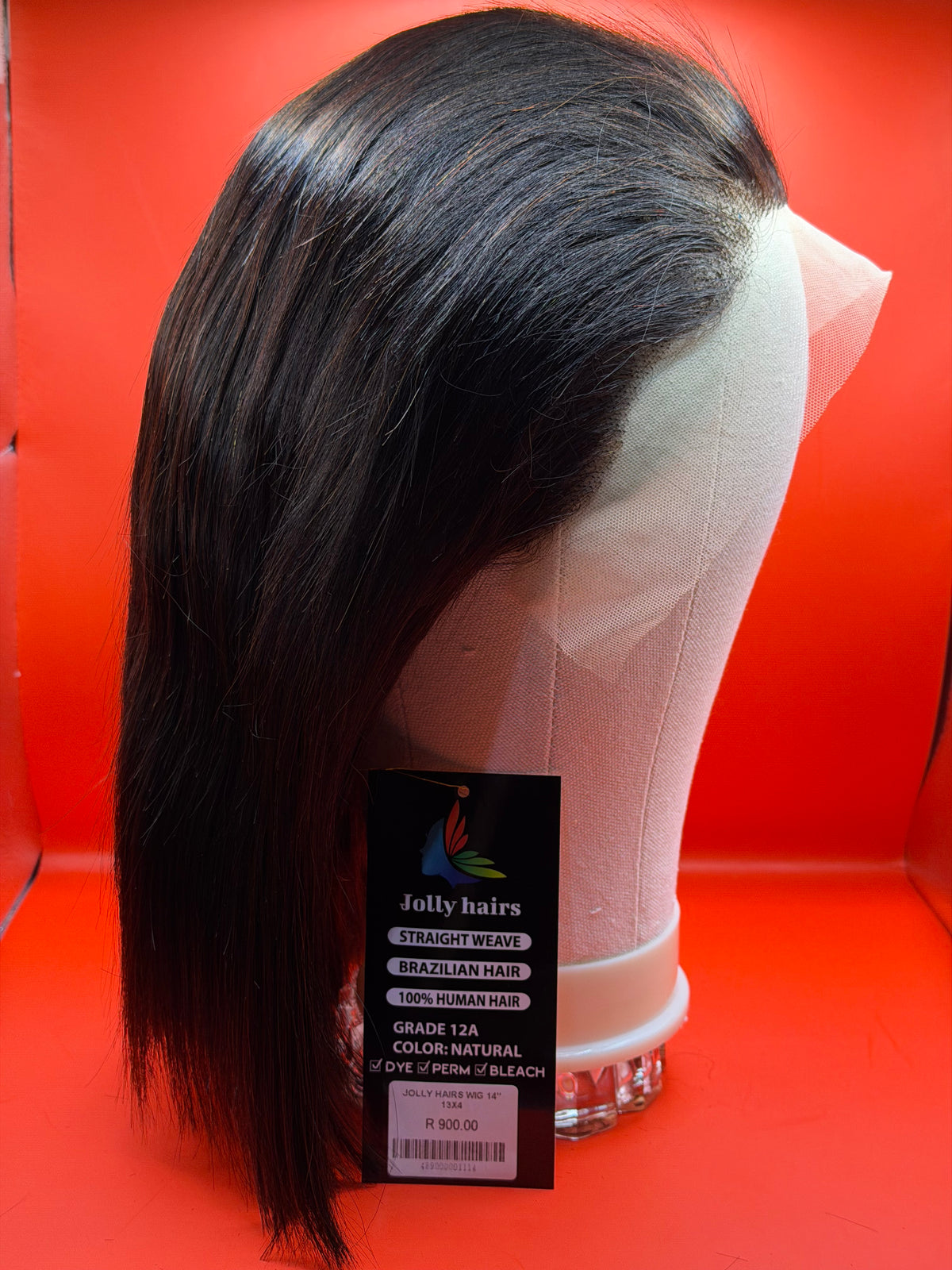 Jolly Hairs Brazilian Human Hair 13x4 Lace Front Bob Wig Straight 14" Natural Black