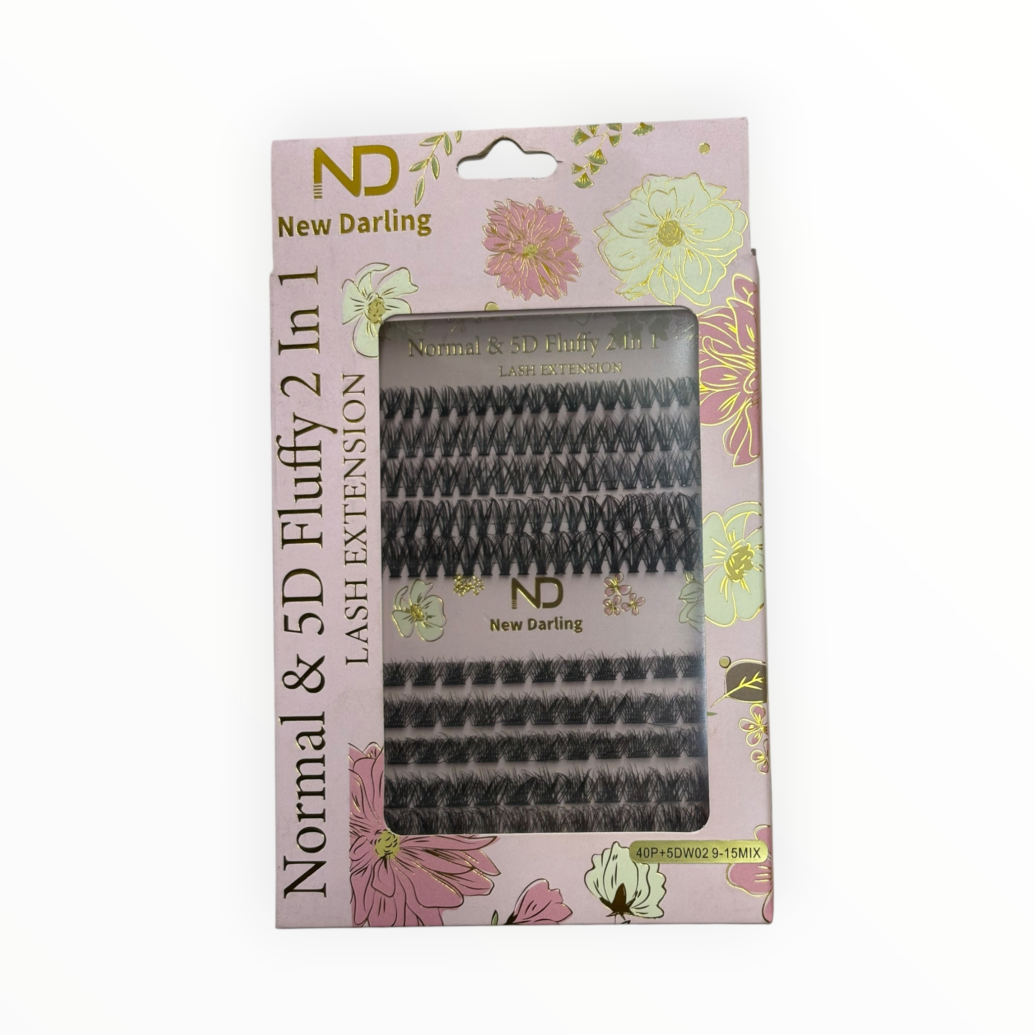 New Darling Normal & 5D Fluffy 2-in-1 Lash Extension – 40P + 5D W02 9-15mm Mix