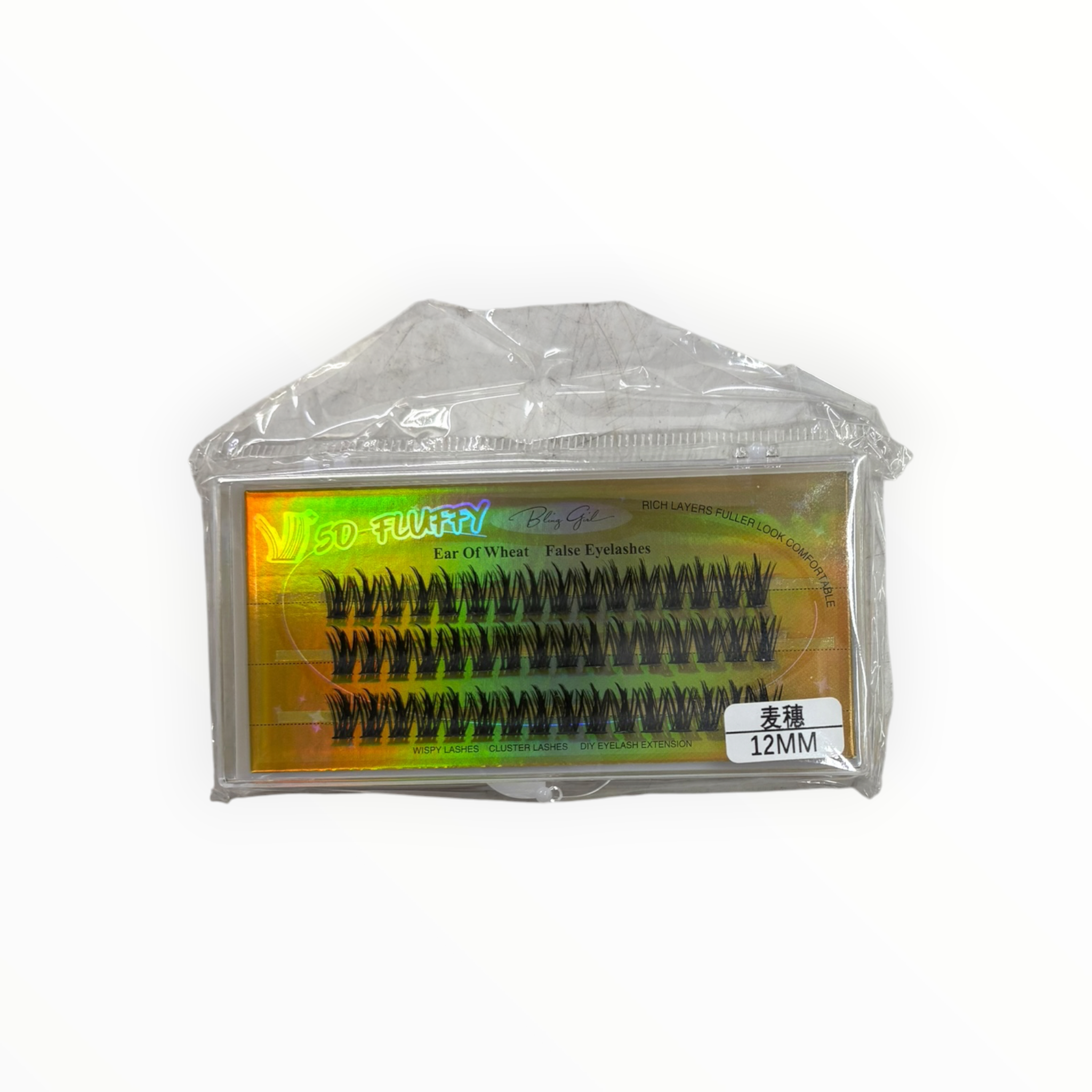 Bling Girl 50 Fluffy Ear of Wheat Cluster Lashes – 12mm