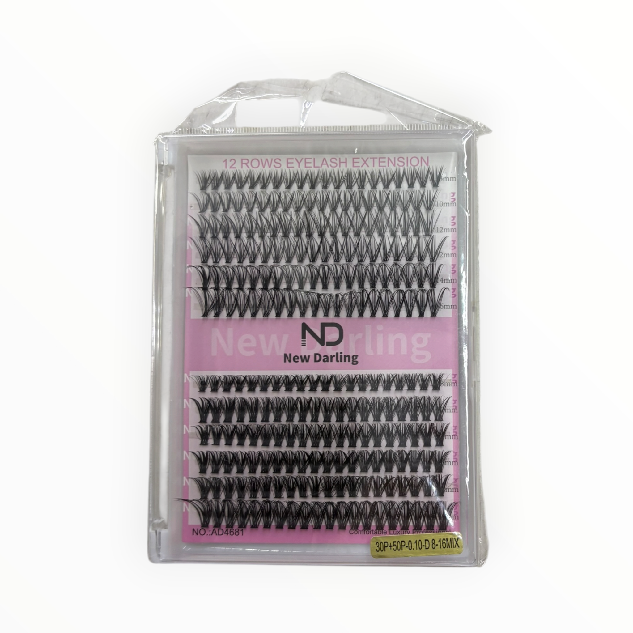 New Darling 12 Rows Mixed-Length Lash Extension – 30P+50P / 0.10 / D / 8-16mm Mix