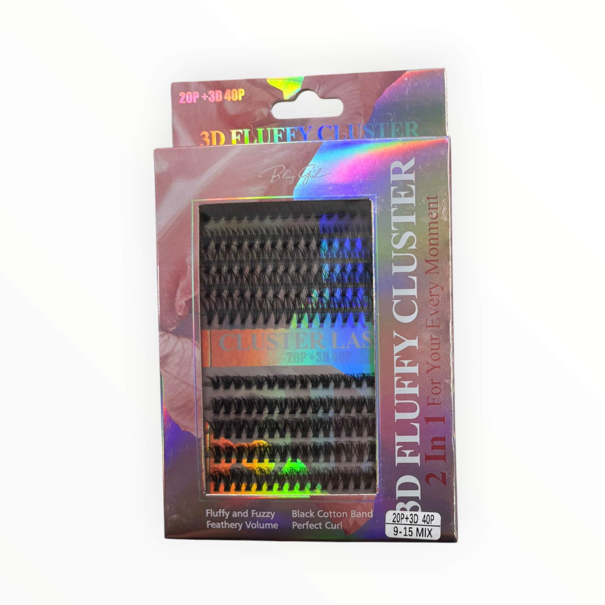 Bling Girl Fluffy Cluster Lashes 2-in-1 – 20P+3D40P / 9-15mm Mix