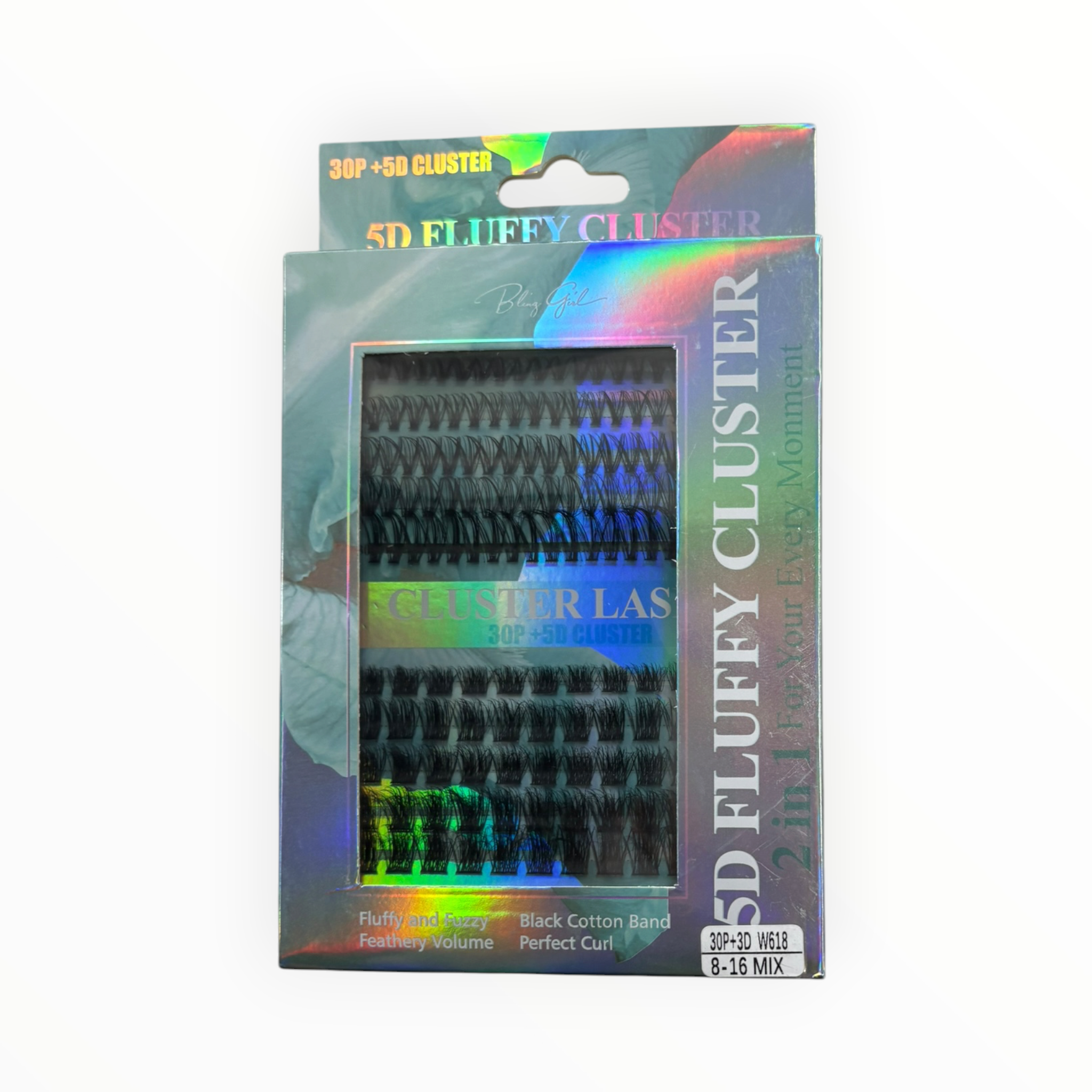Bling Girl Fluffy Cluster Lashes 2-in-1 – 30P+3D W618 / 8-16mm Mix