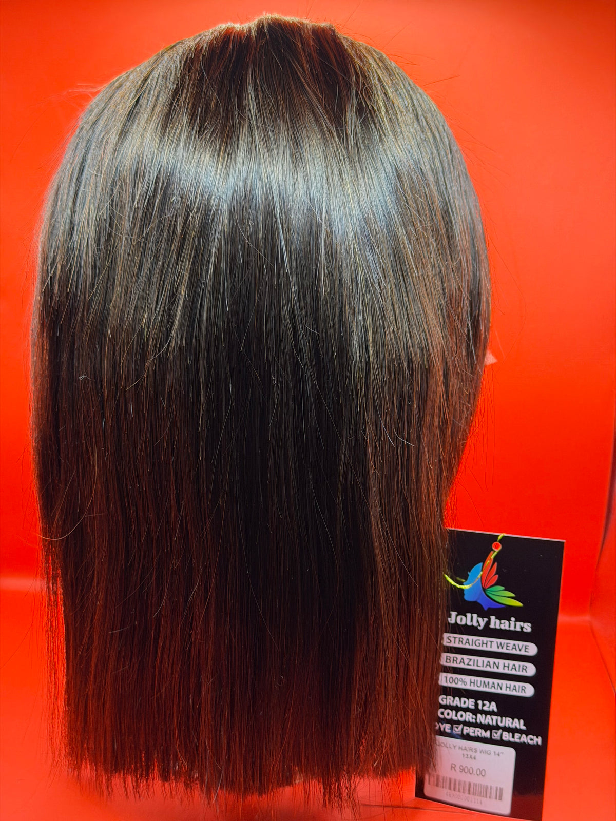 Jolly Hairs Brazilian Human Hair 13x4 Lace Front Bob Wig Straight 14" #2 Dark Brown
