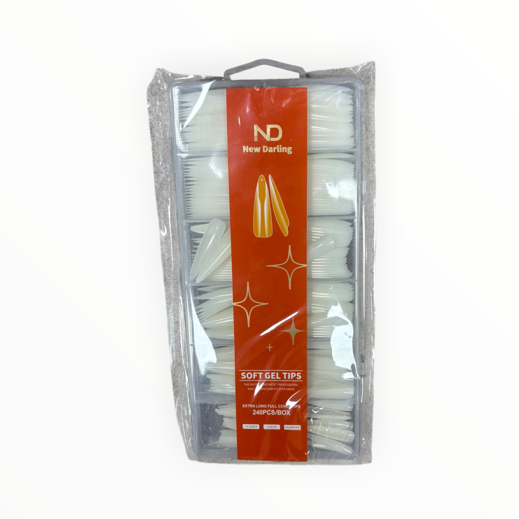 New Darling Soft Gel Tips 240PCS Orange Pack