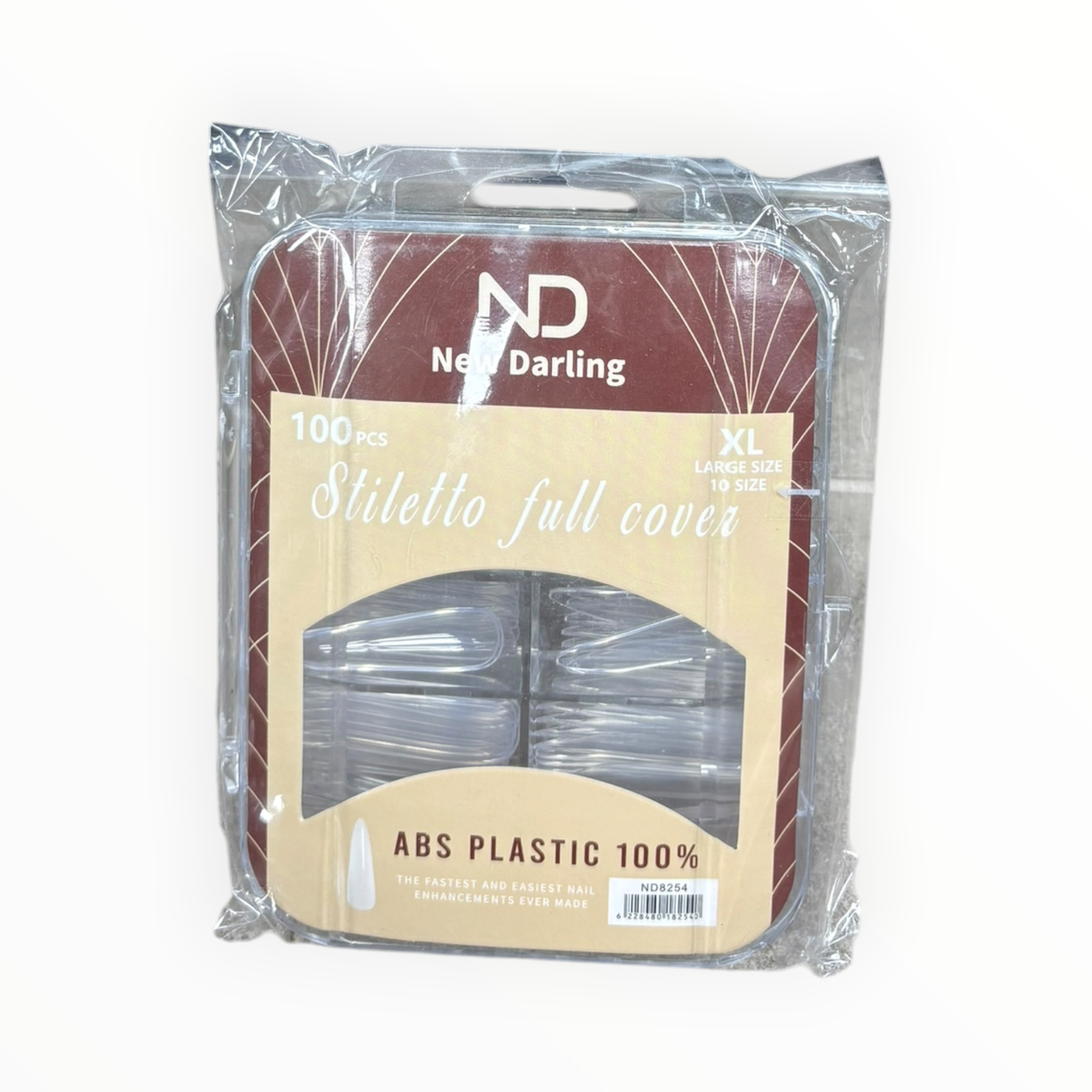 New Darling Stiletto Full Cover Nail Tips XL 100PCS Clear