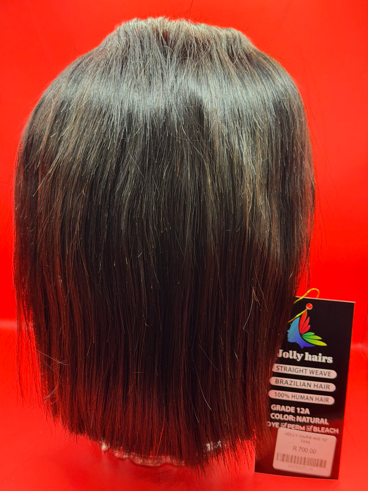 Jolly Hairs Brazilian Human Hair 13x4 Lace Front Bob Wig Straight 10" Natural Black