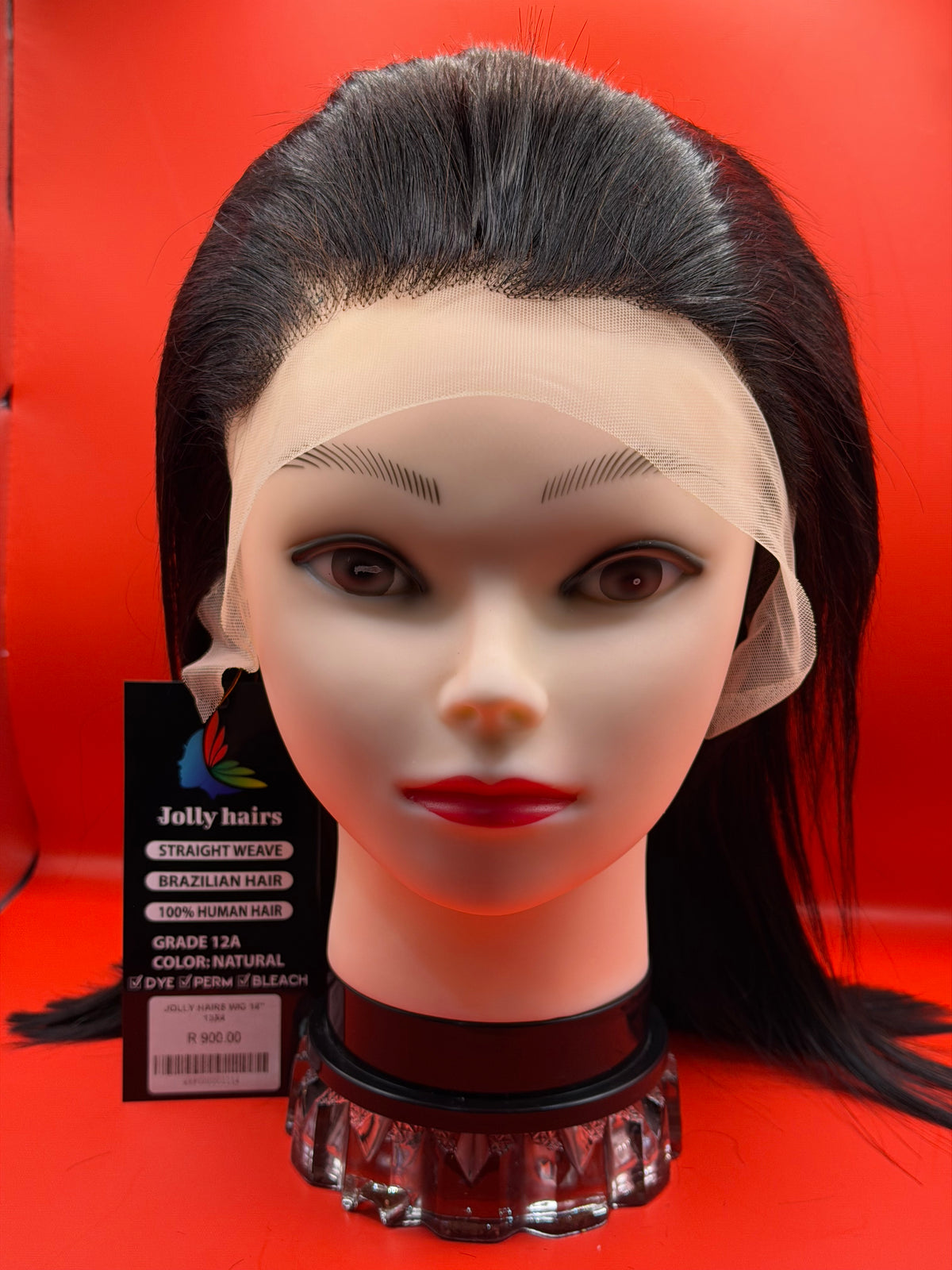 Jolly Hairs Brazilian Human Hair 13x4 Lace Front Bob Wig Straight 14" Natural Black