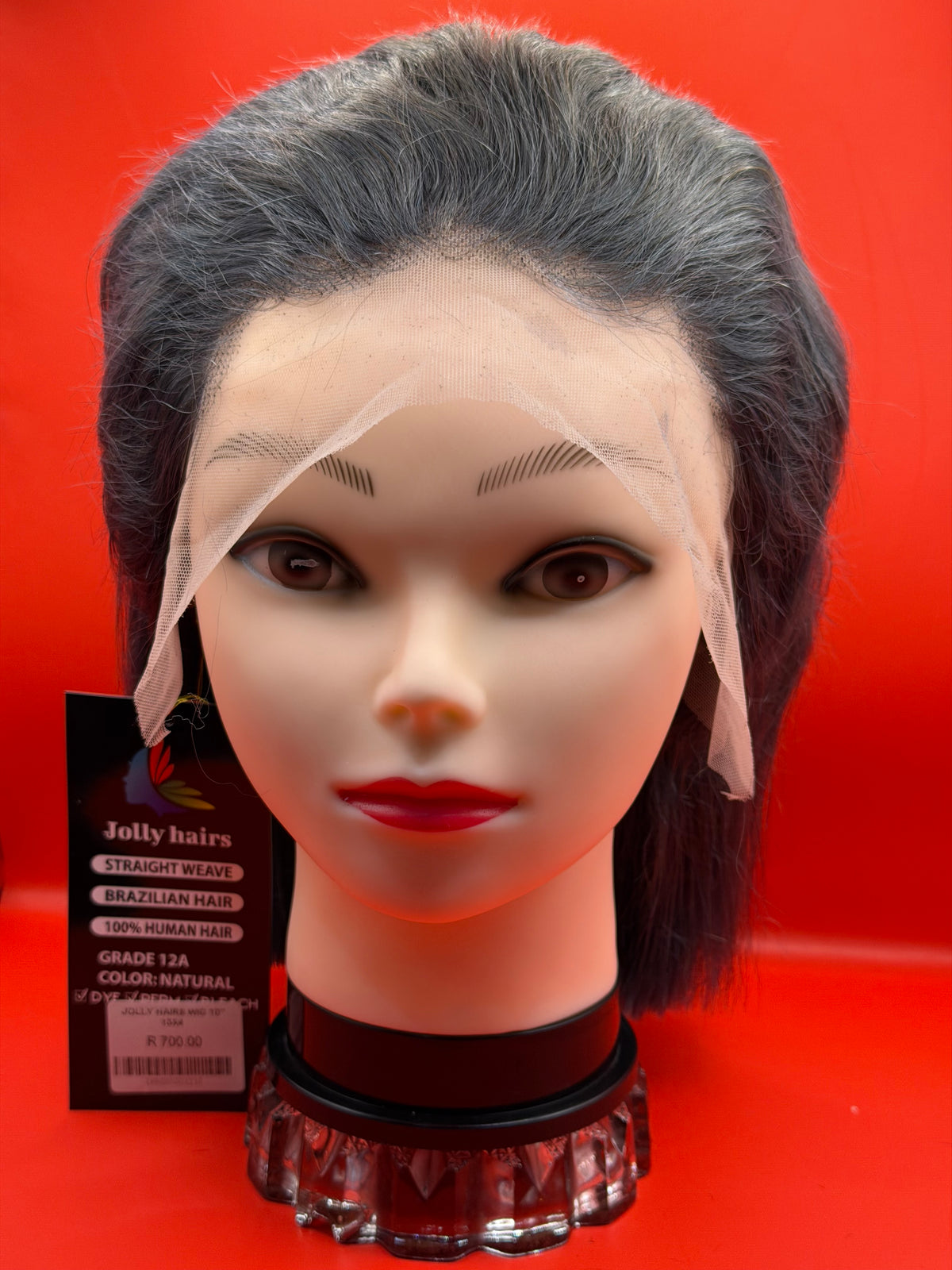 Jolly Hairs Brazilian Human Hair 13x4 Lace Front Bob Wig Straight 10" Dark Gray