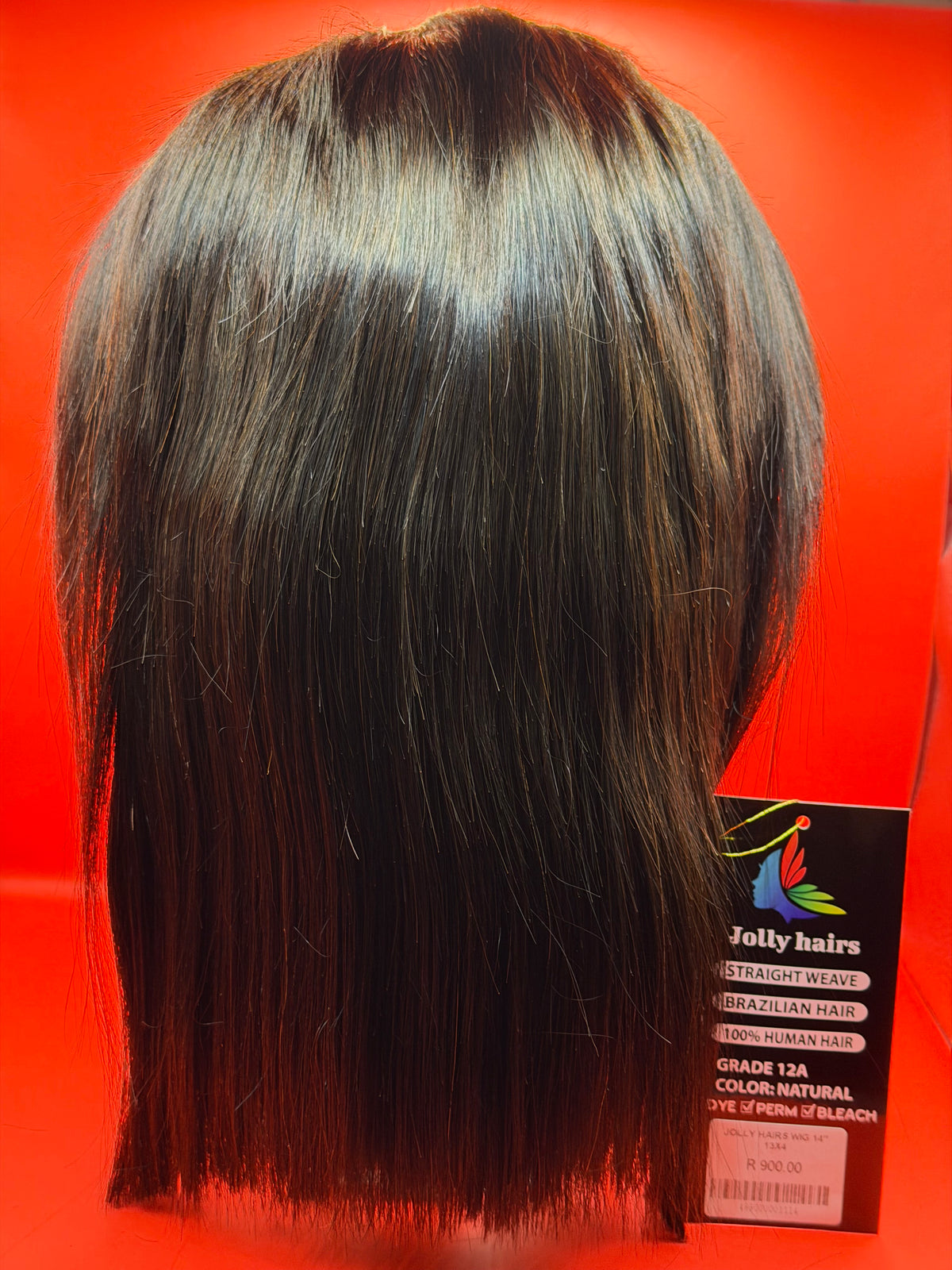 Jolly Hairs Brazilian Human Hair 13x4 Lace Front Bob Wig Straight 14" Natural Black