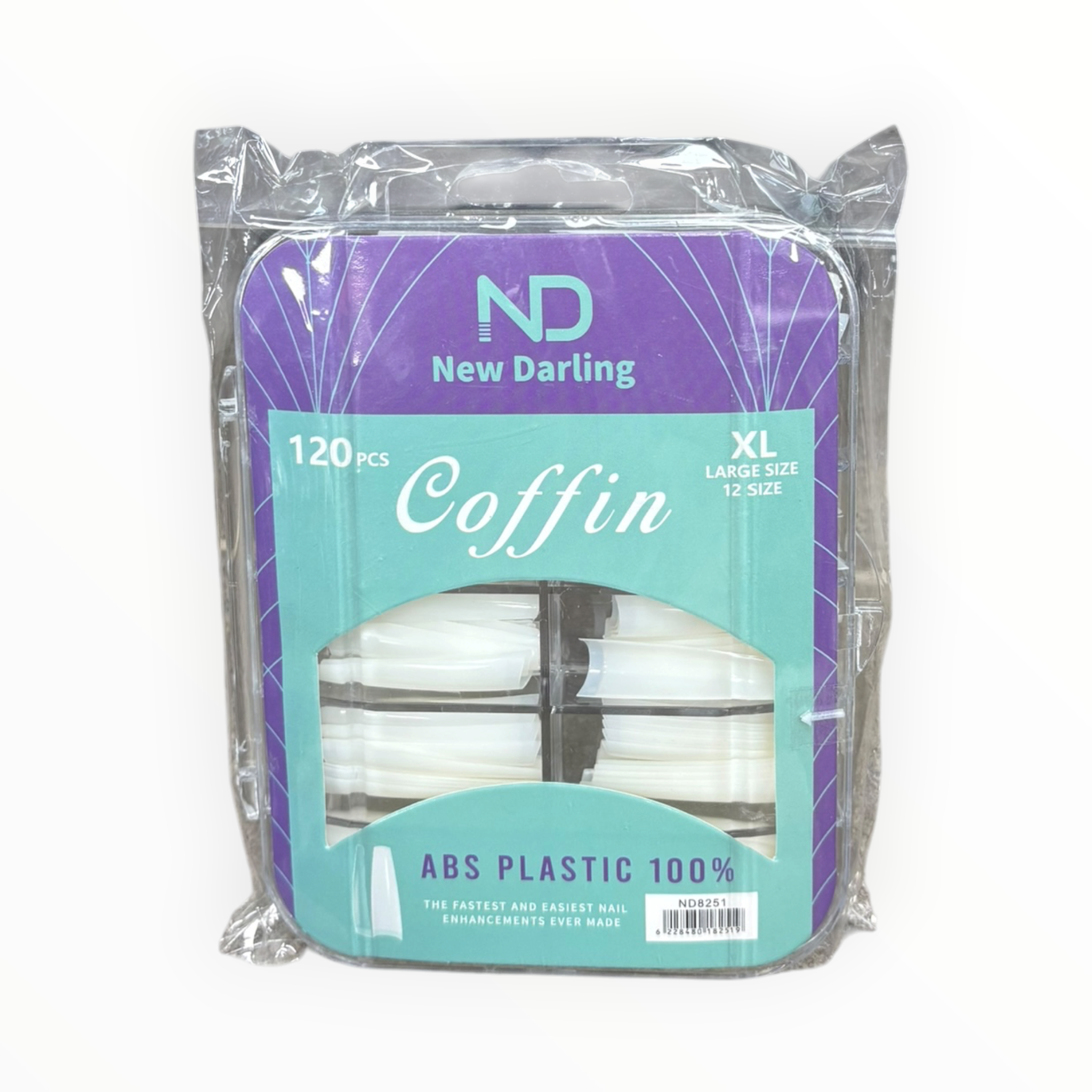 New Darling Coffin Nail Tips XL 120PCS White Pack
