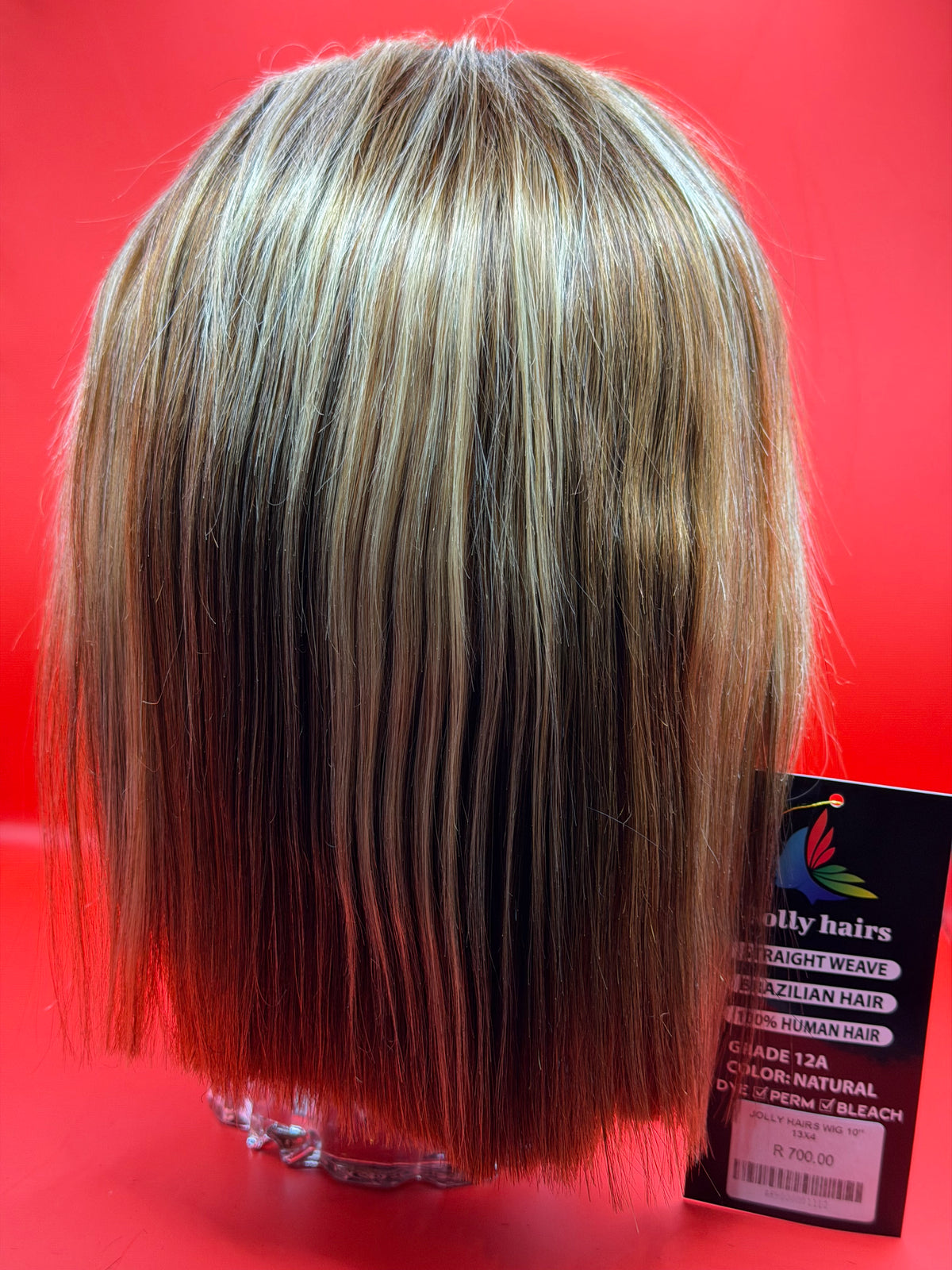 Jolly Hairs Brazilian Human Hair 13x4 Lace Front Bob Wig Straight 10" #P4/27