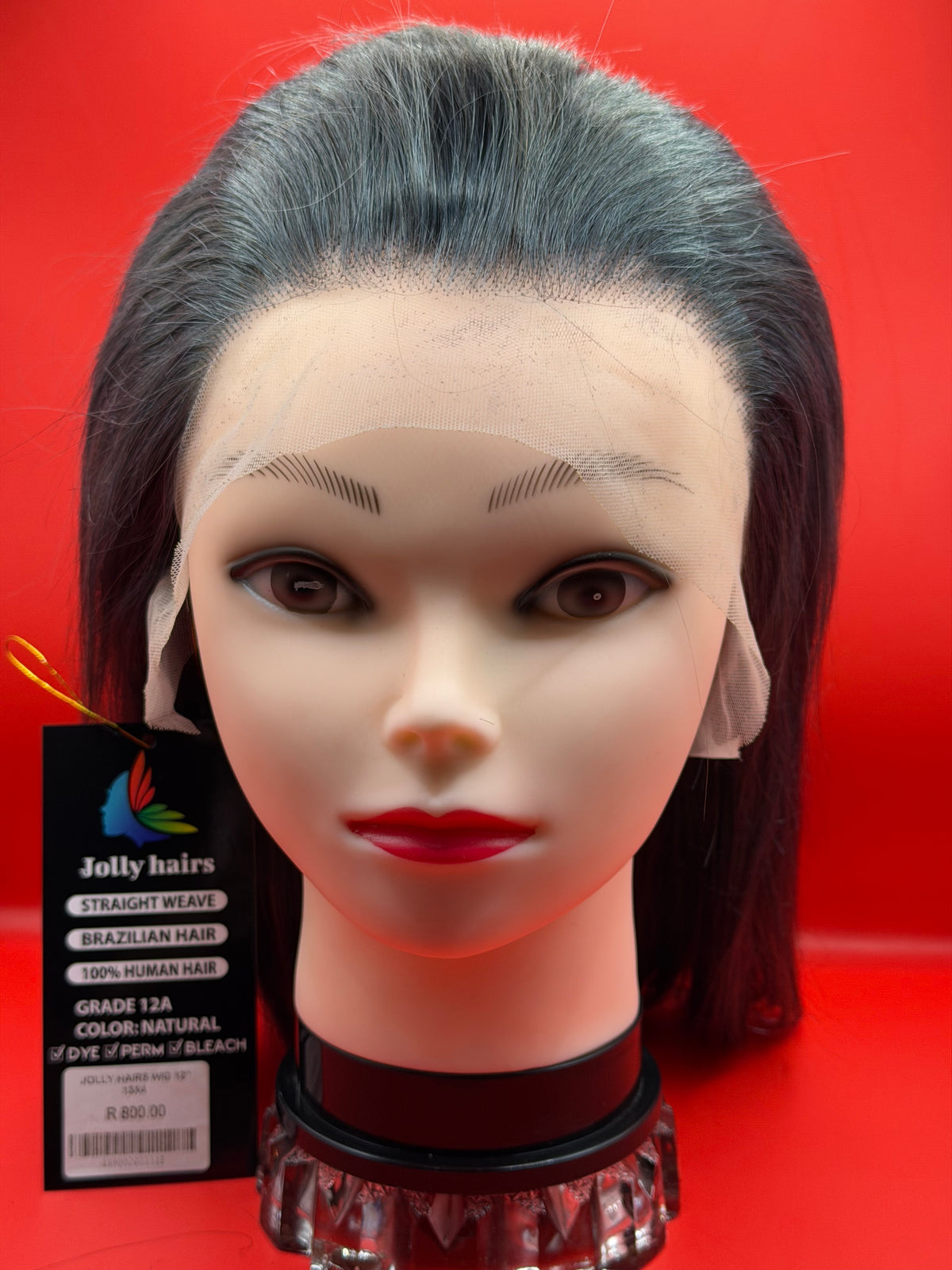 Jolly Hairs Brazilian Human Hair 13x4 Lace Front Bob Wig Straight 12" Dark Gray